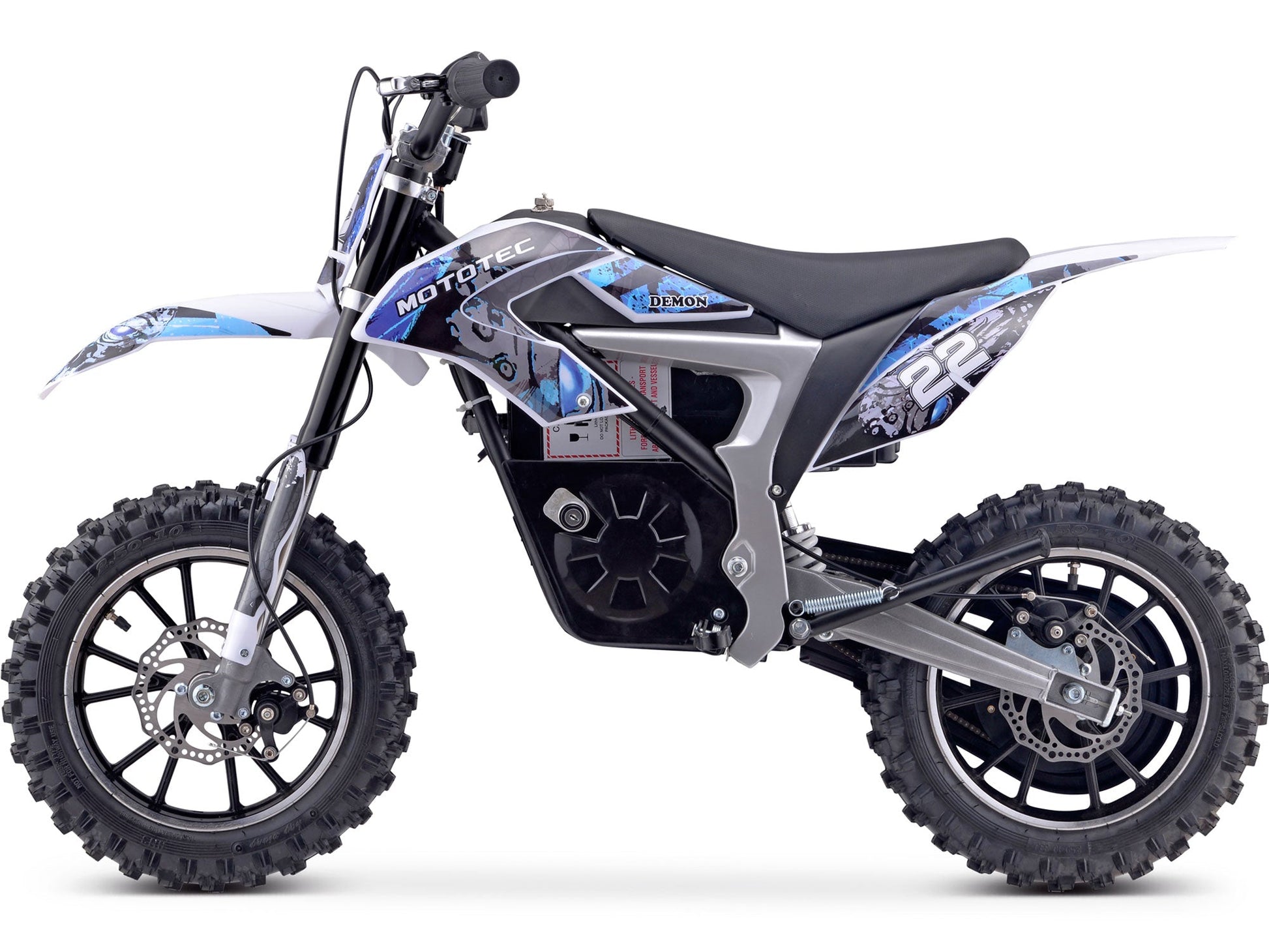 MotoTec 36v 500w Demon Electric Dirt Bike Lithium Blue - Image 3
