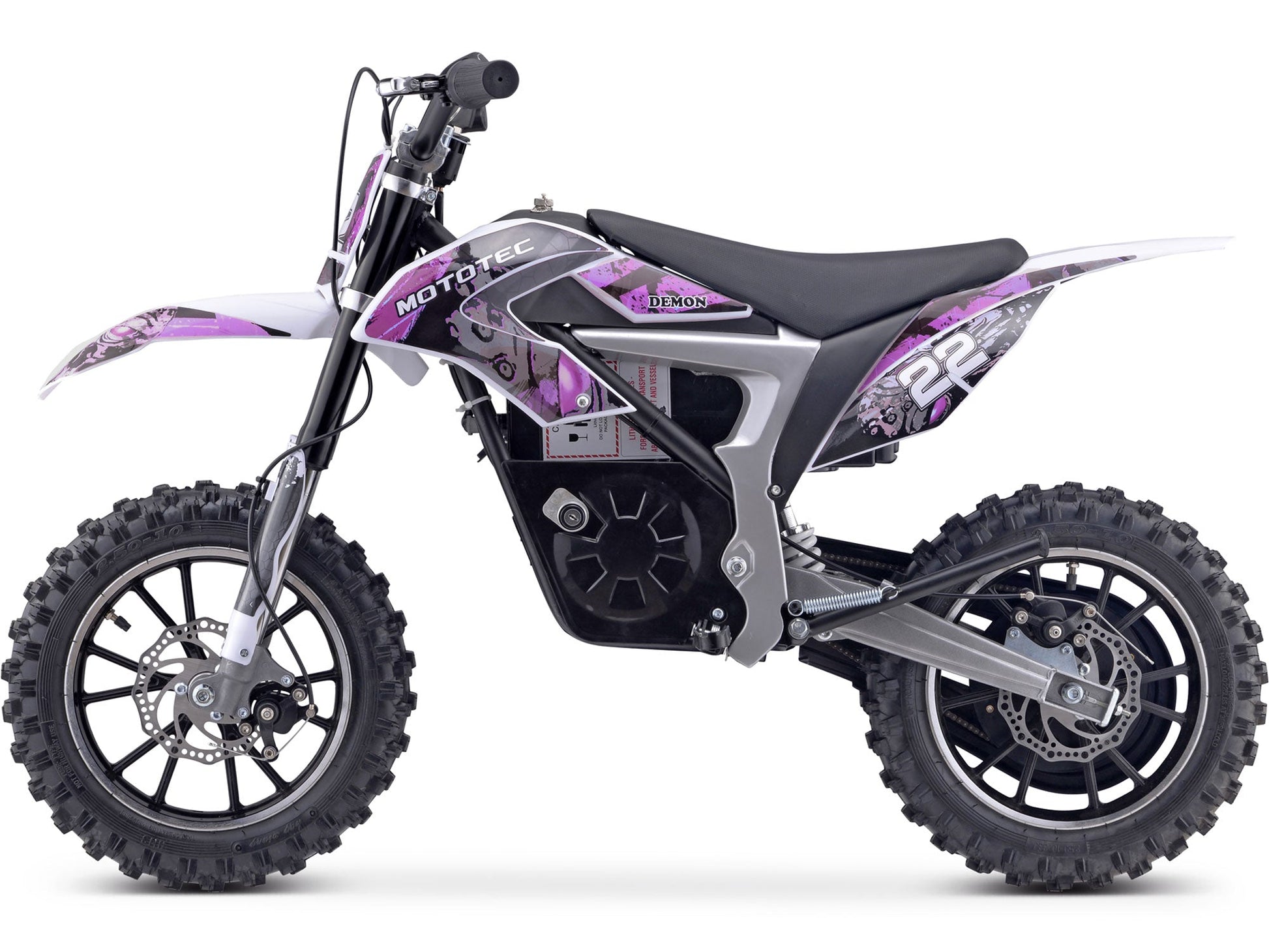 MotoTec 36v 500w Demon Electric Dirt Bike Lithium Purple - Image 3