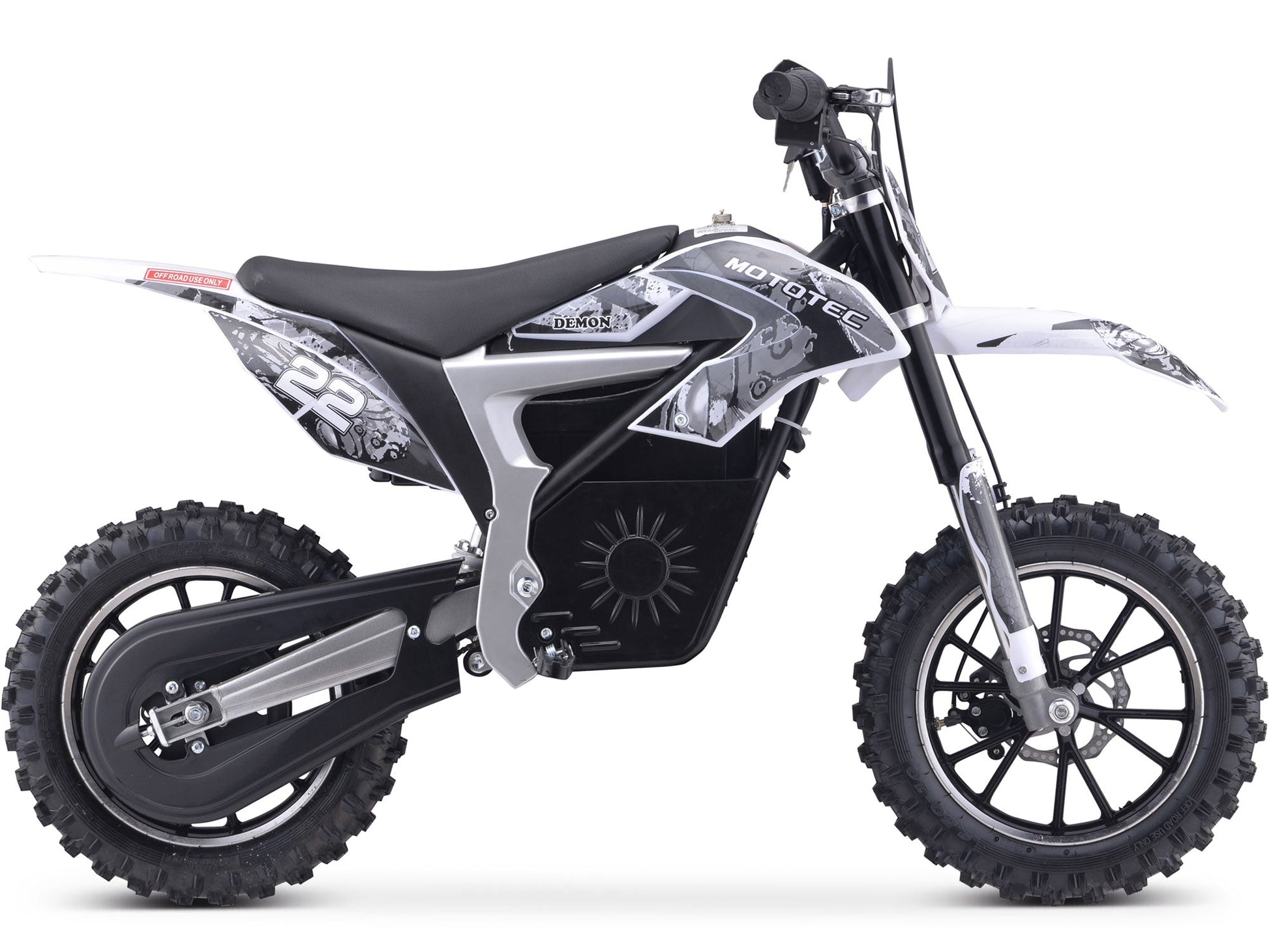MotoTec 36v 500w Demon Electric Dirt Bike Lithium White - Image 2