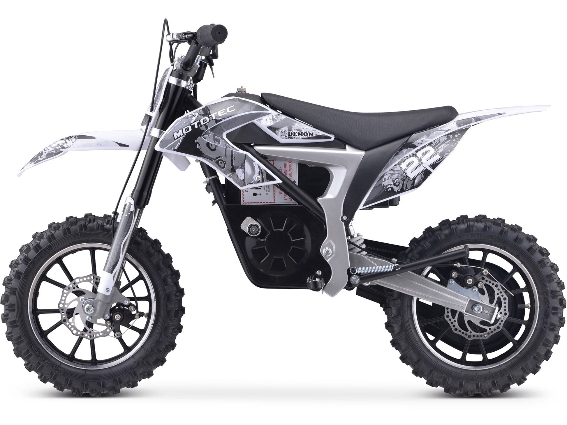 MotoTec 36v 500w Demon Electric Dirt Bike Lithium White - Image 3