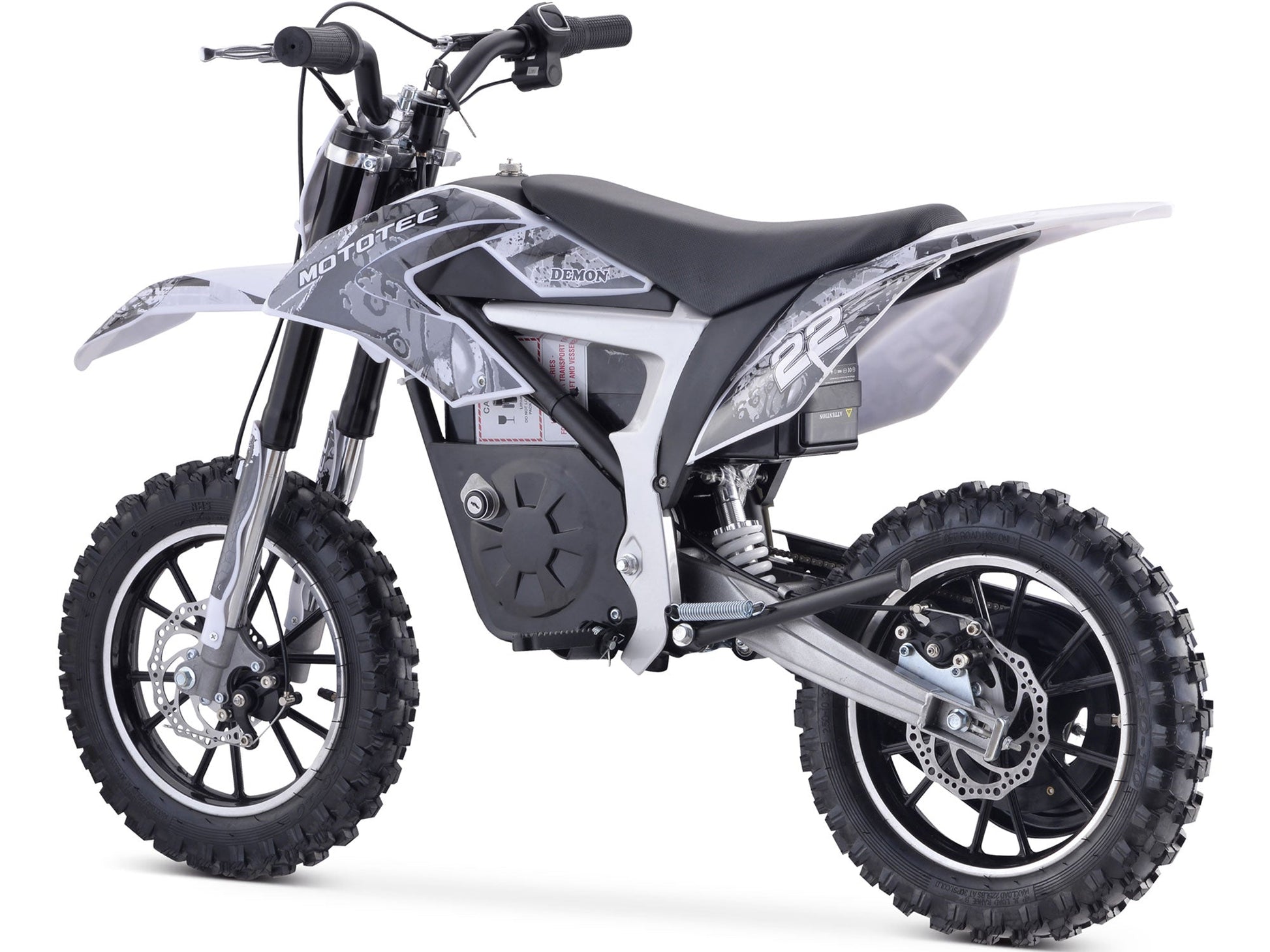 MotoTec 36v 500w Demon Electric Dirt Bike Lithium White - Image 4
