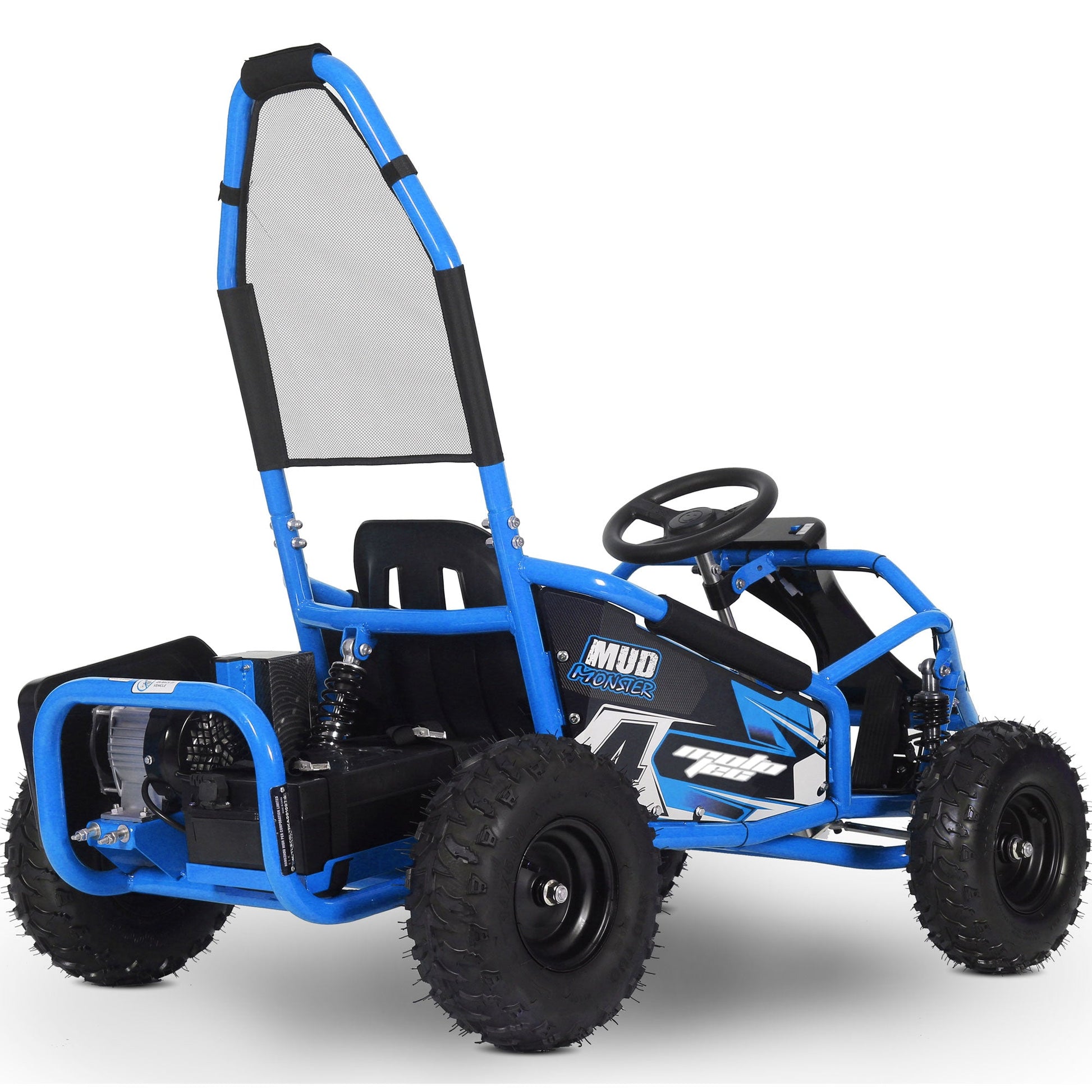 MotoTec Mud Monster Kids Electric 48v 1000w Go Kart Full Suspension Blue - Image 2