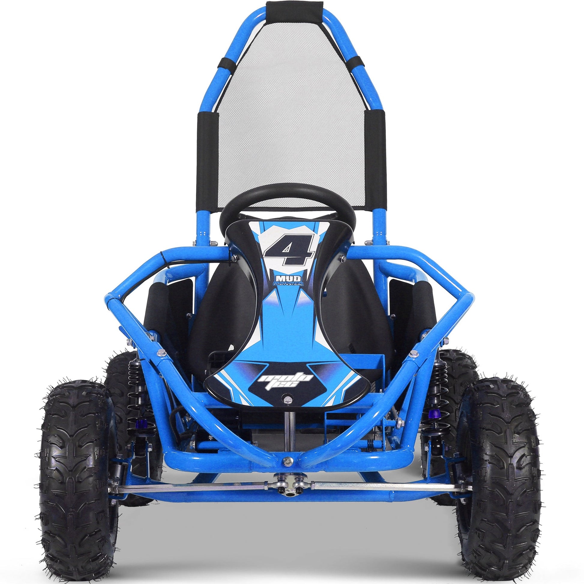 MotoTec Mud Monster Kids Electric 48v 1000w Go Kart Full Suspension Blue - Image 4
