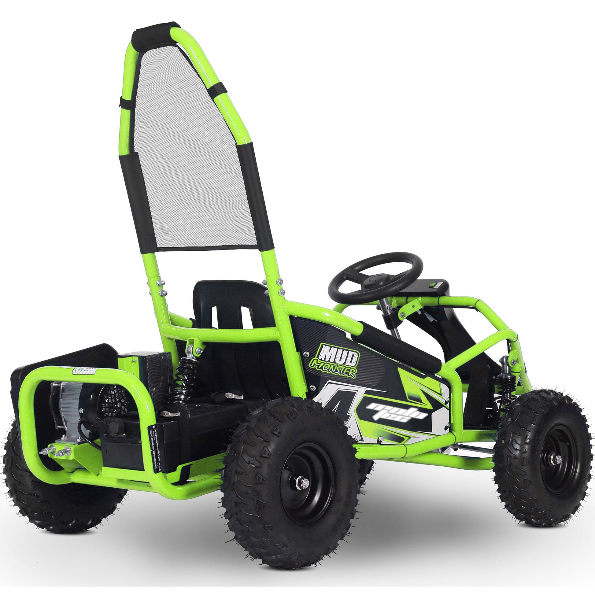 MotoTec Mud Monster Kids Electric 48v 1000w Go Kart Full Suspension Green - Image 3