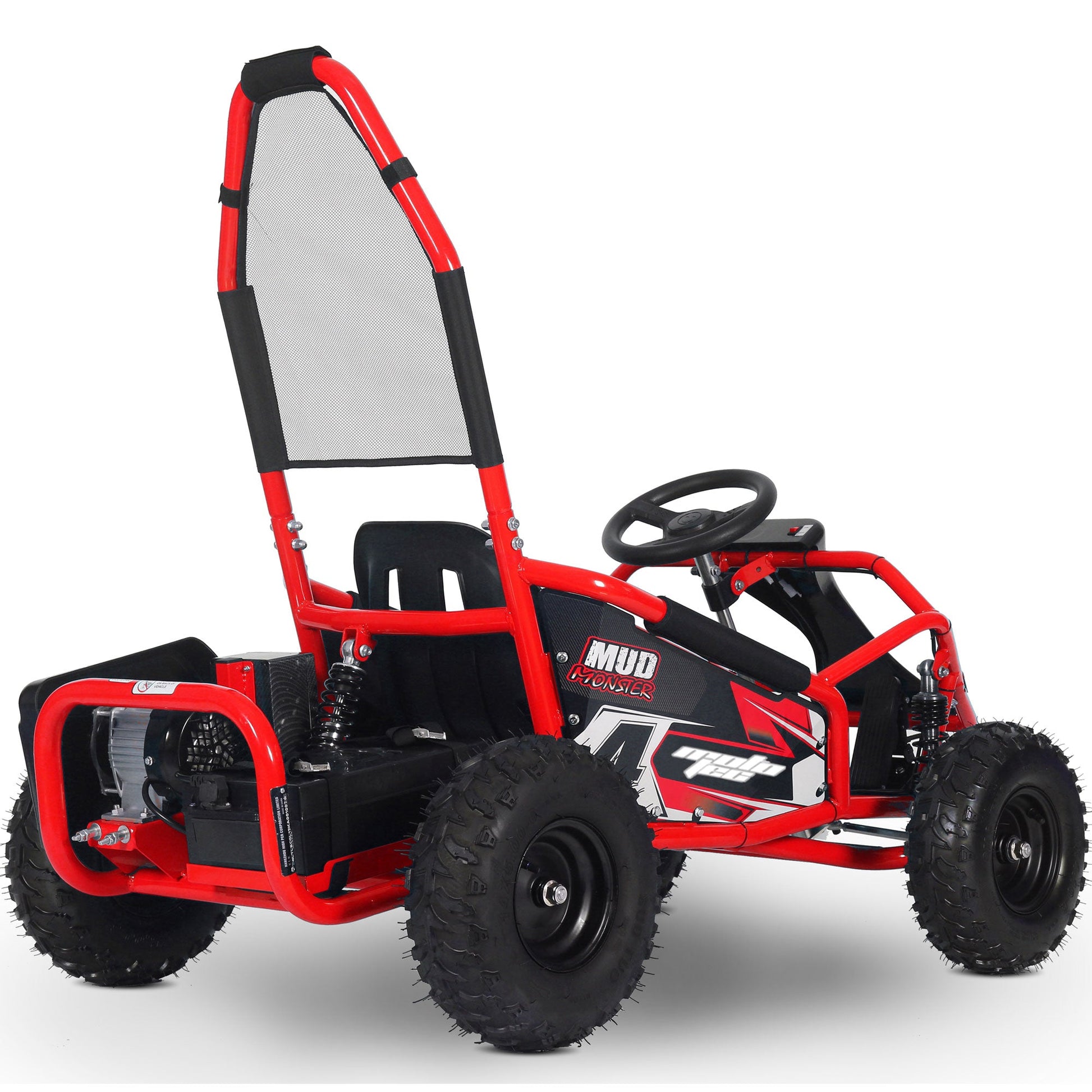 MotoTec Mud Monster Kids Electric 48v 1000w Go Kart Full Suspension Red - Image 3
