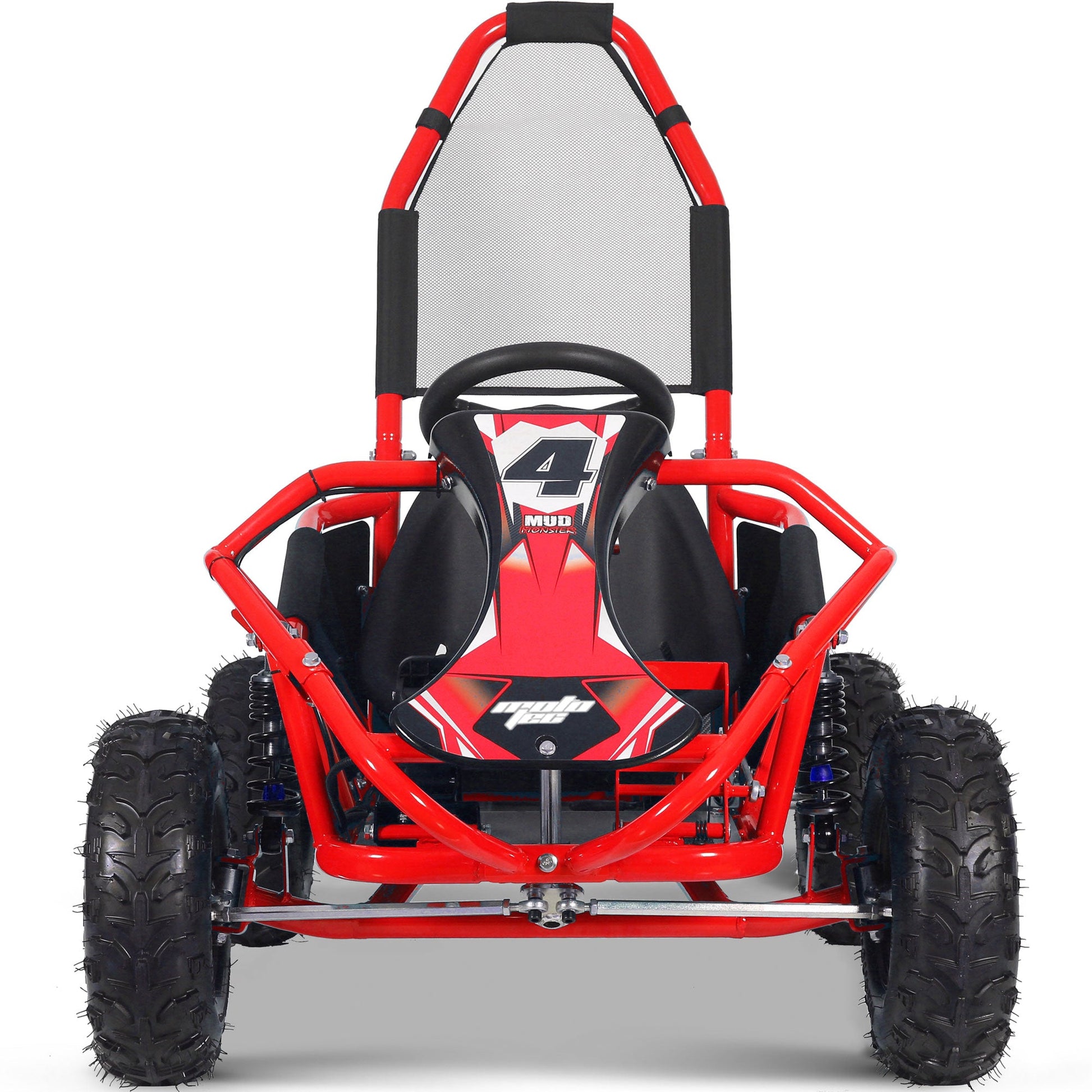 MotoTec Mud Monster Kids Electric 48v 1000w Go Kart Full Suspension Red - Image 4