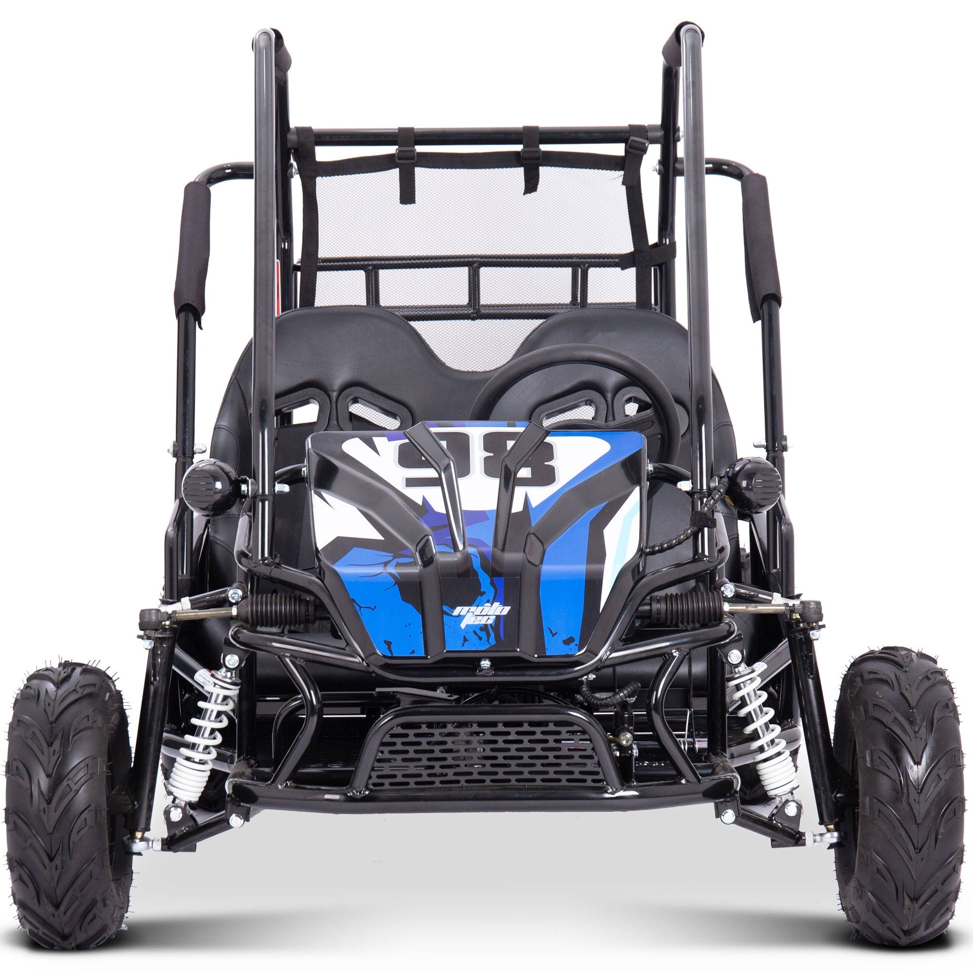 MotoTec Mud Monster XL 72v 2000w Electric Go Kart Full Suspension Blue - Image 4