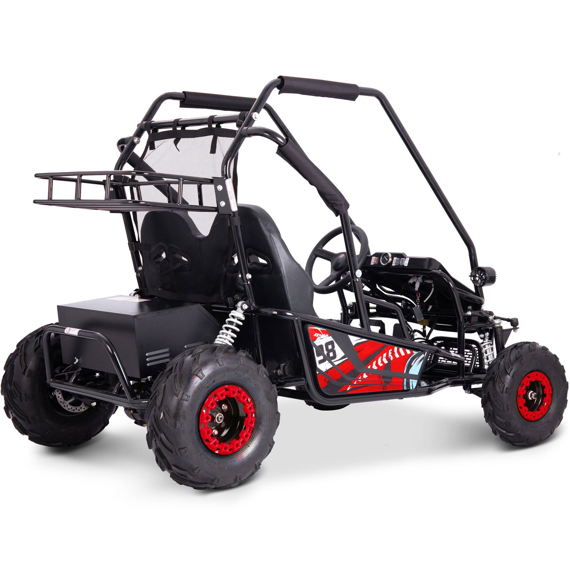 MotoTec Mud Monster XL 72v 2000w Electric Go Kart Full Suspension Red - Image 3