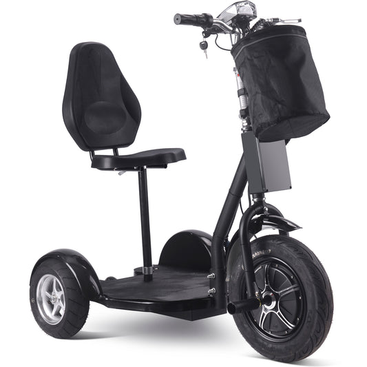 MotoTec 48V 1000W Electric Trike Black 3-Wheel Scooter