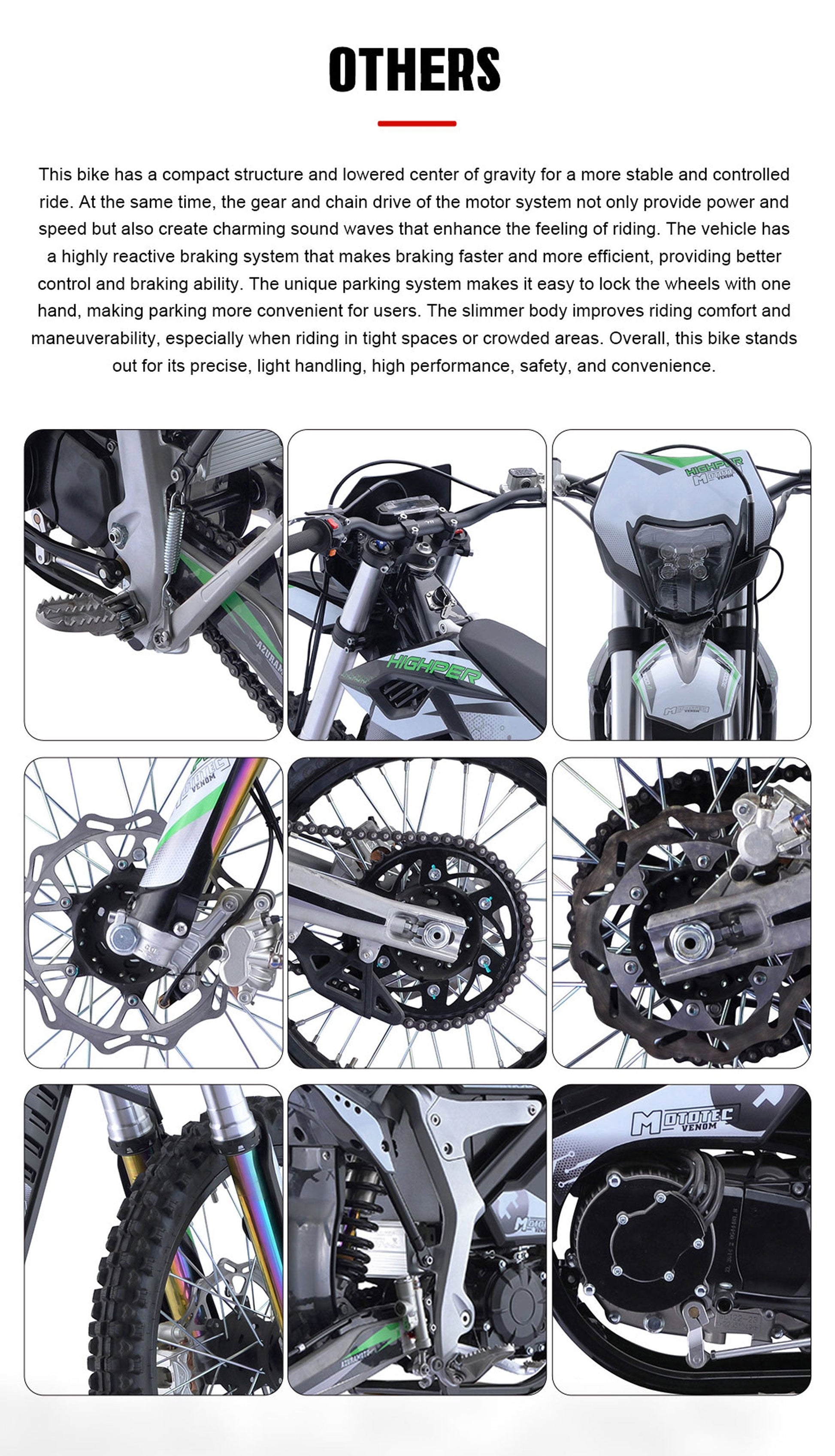 MotoTec Venom 72v 12000w 50ah Electric Dirt Bike White - Image 9