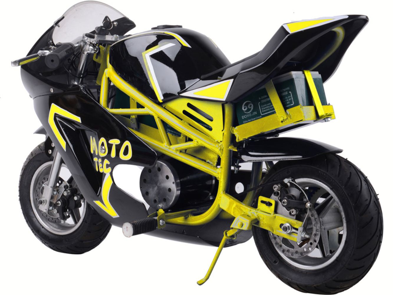 MotoTec Electric Pocket Bike GT 36v 500w Yellow - Image 2