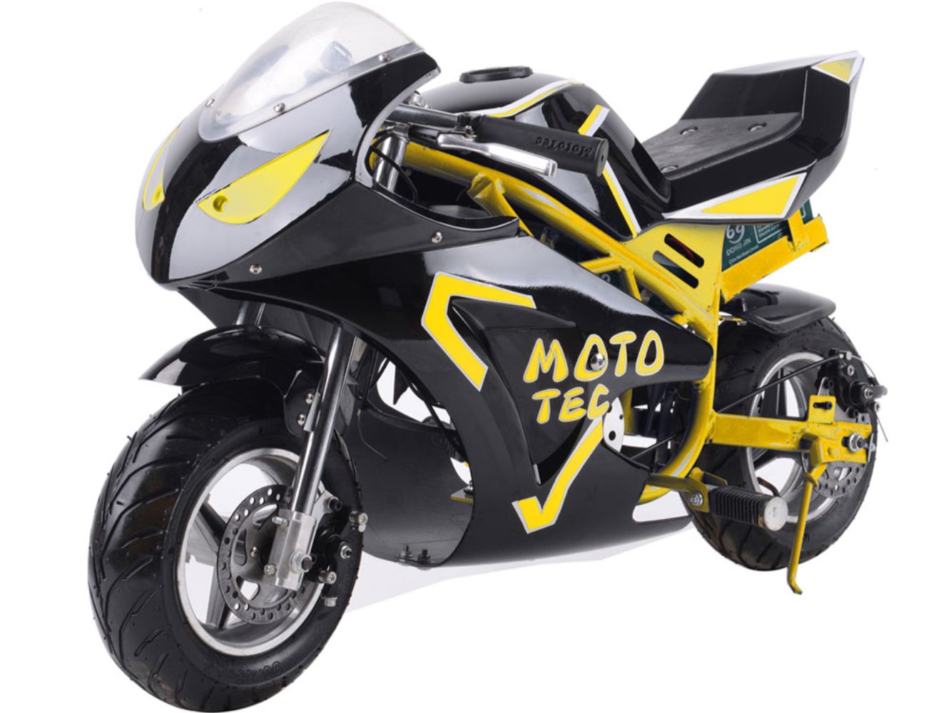MotoTec Electric Pocket Bike GT 36v 500w Yellow - Image 3