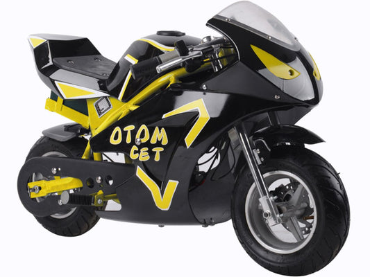 MotoTec Electric Pocket Bike GT 36V 500W Yellow Ride