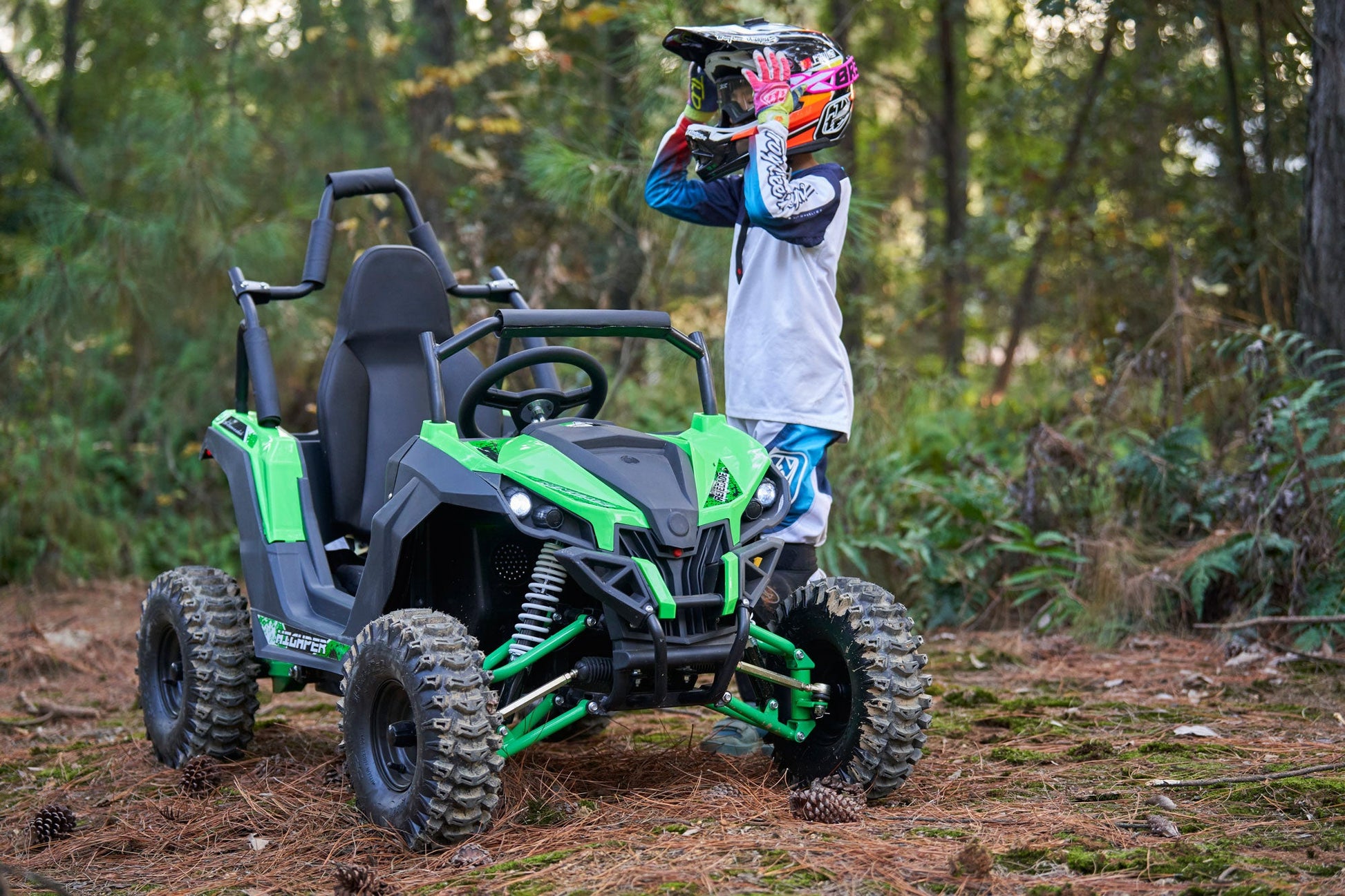 MotoTec Raider Kids UTV 48v 1200w Full Suspension Blue - Image 14