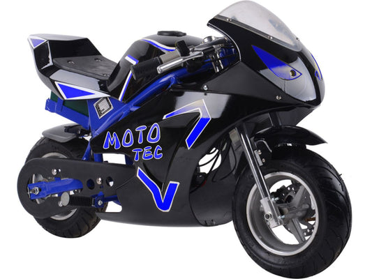 MotoTec Pocket Bike GT 36V 500W Electric Blue Ride